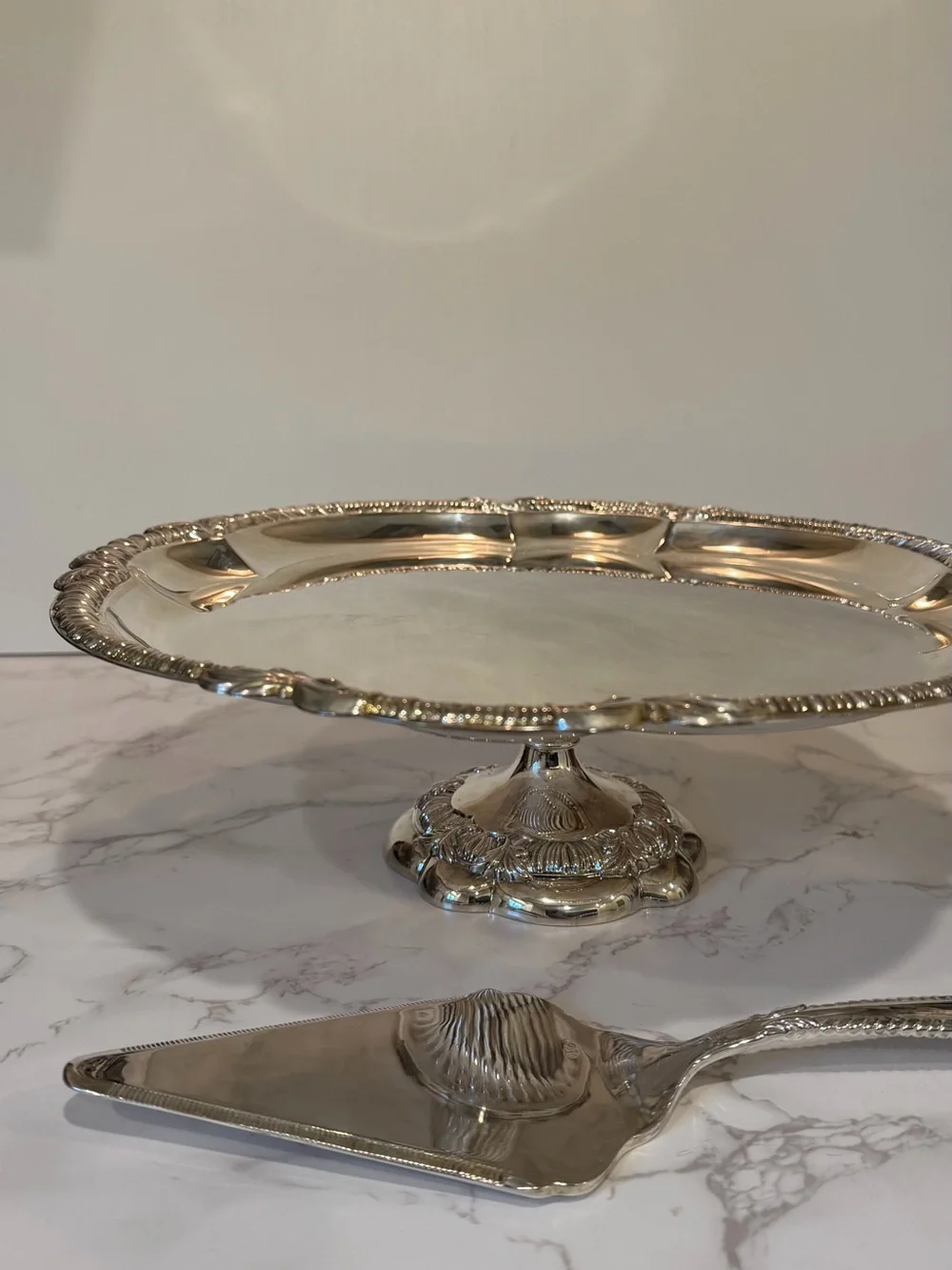 Vintage Silver Plated Pedestal Cake Stand w/ Server by Royal Gallery of Silver